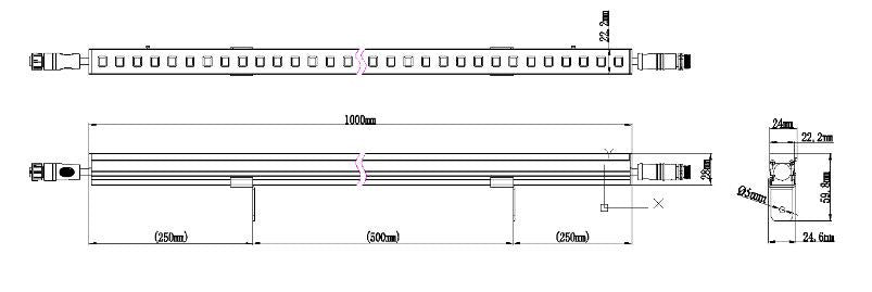 SHLED video light bar dimension reference