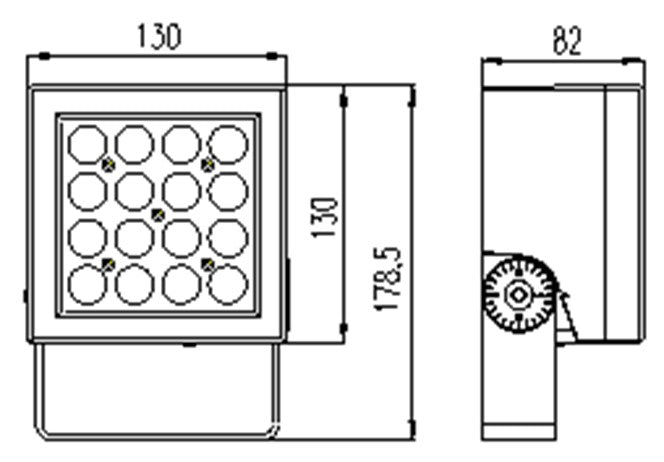 SHLED flood light dimension and structure reference
