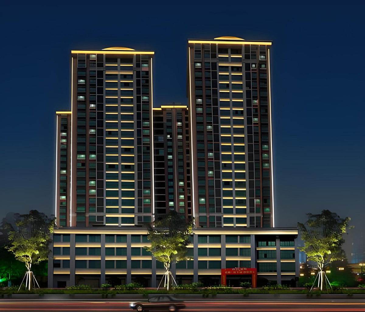 SHLED high-rise facade lighting application