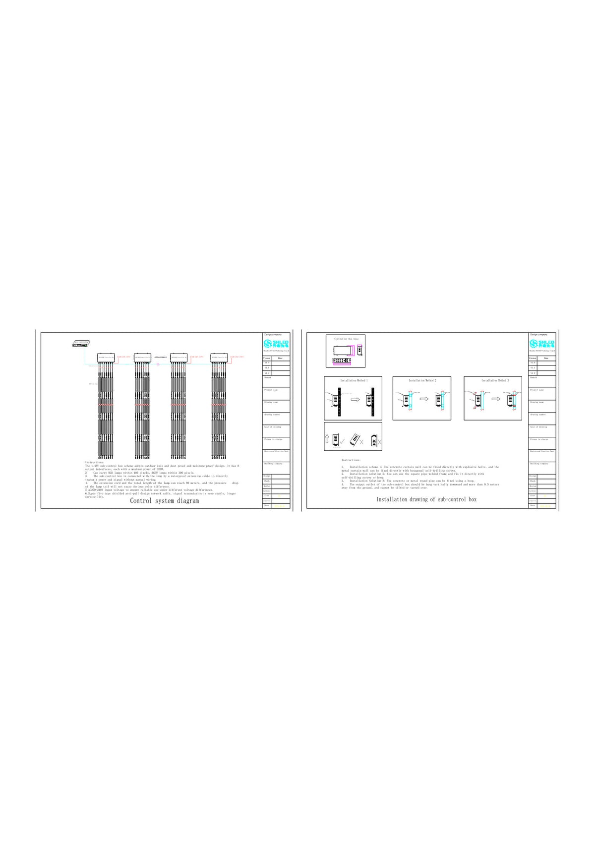 SHLED 48V sub-control system wiring reference